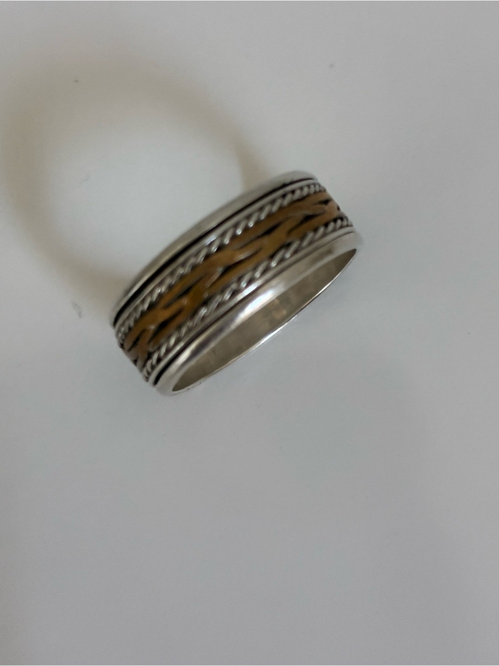 Women’s Vintage 925 Sterling Silver and Precious Metal Spinner Ring - Excellent